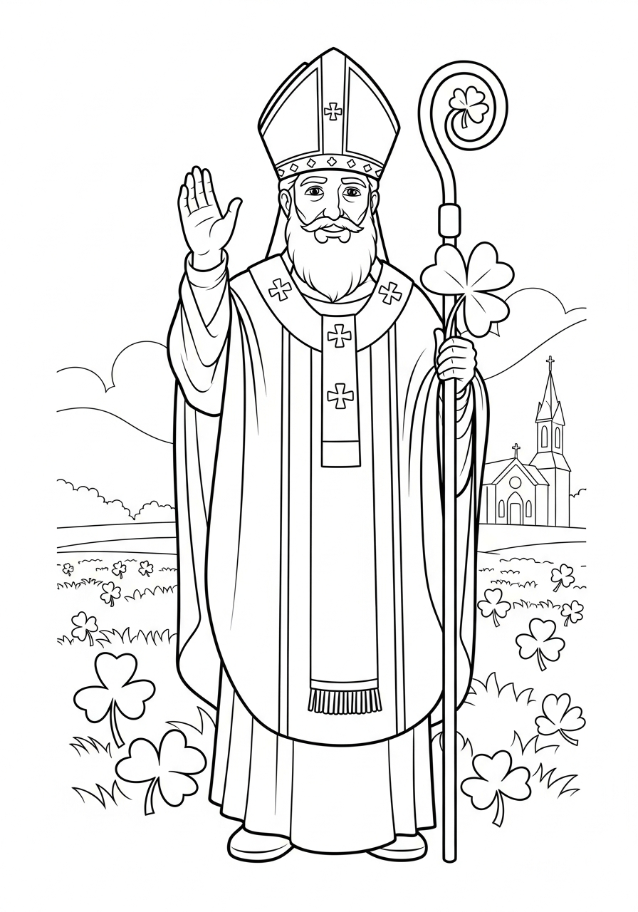 printable Saint Patrick coloring sheets