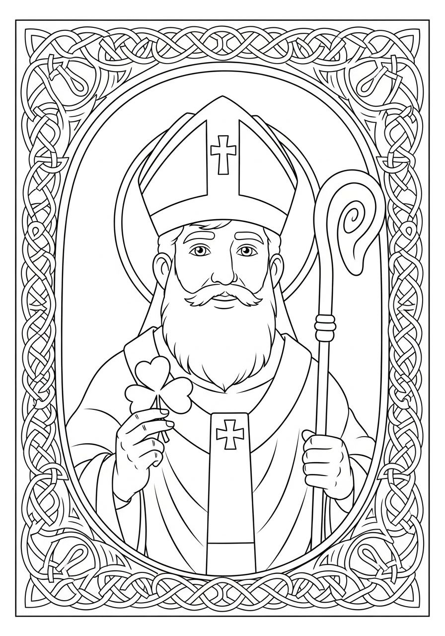 Saint Patrick coloring page for kids