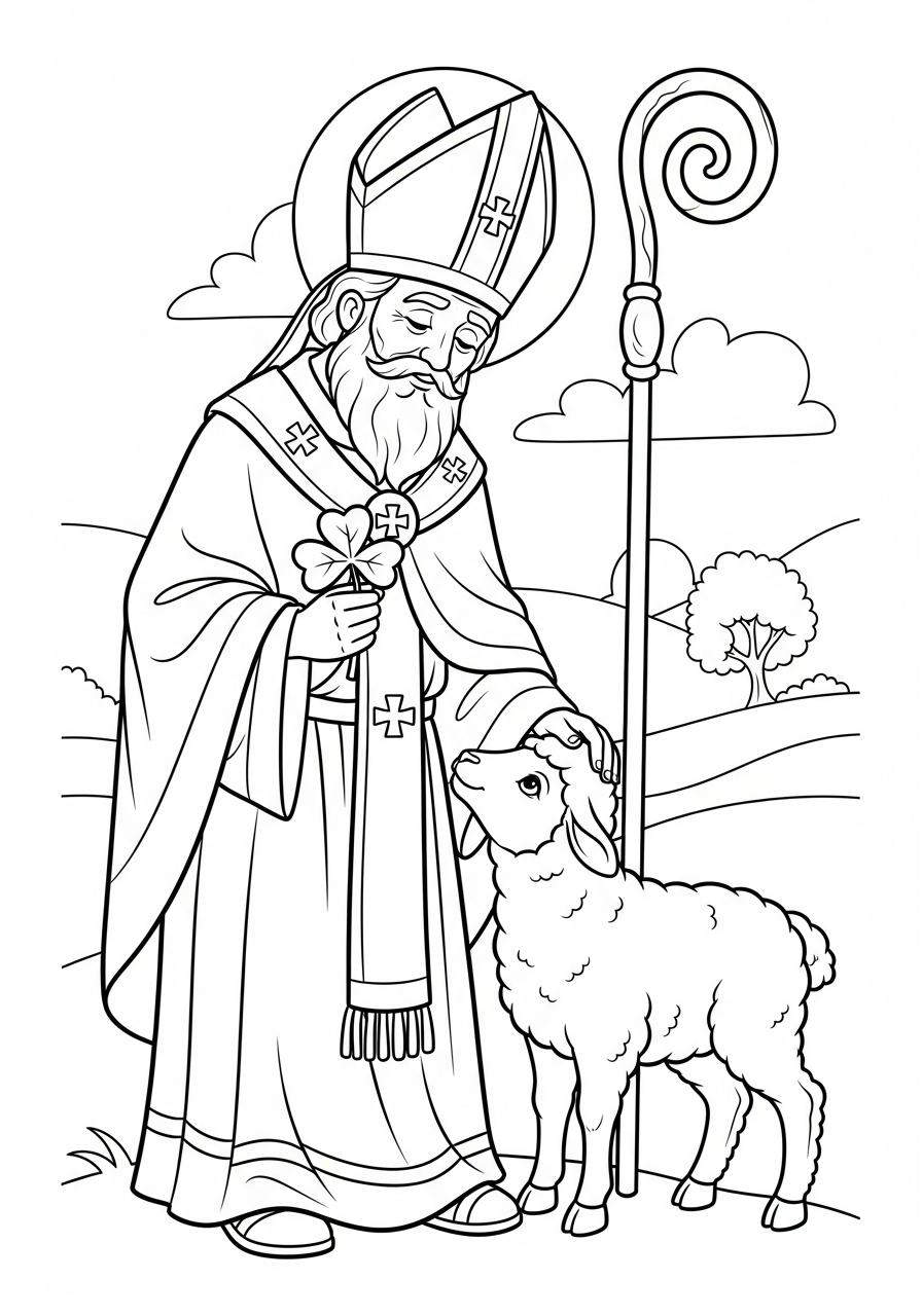Saint Patrick coloring page for kids 1
