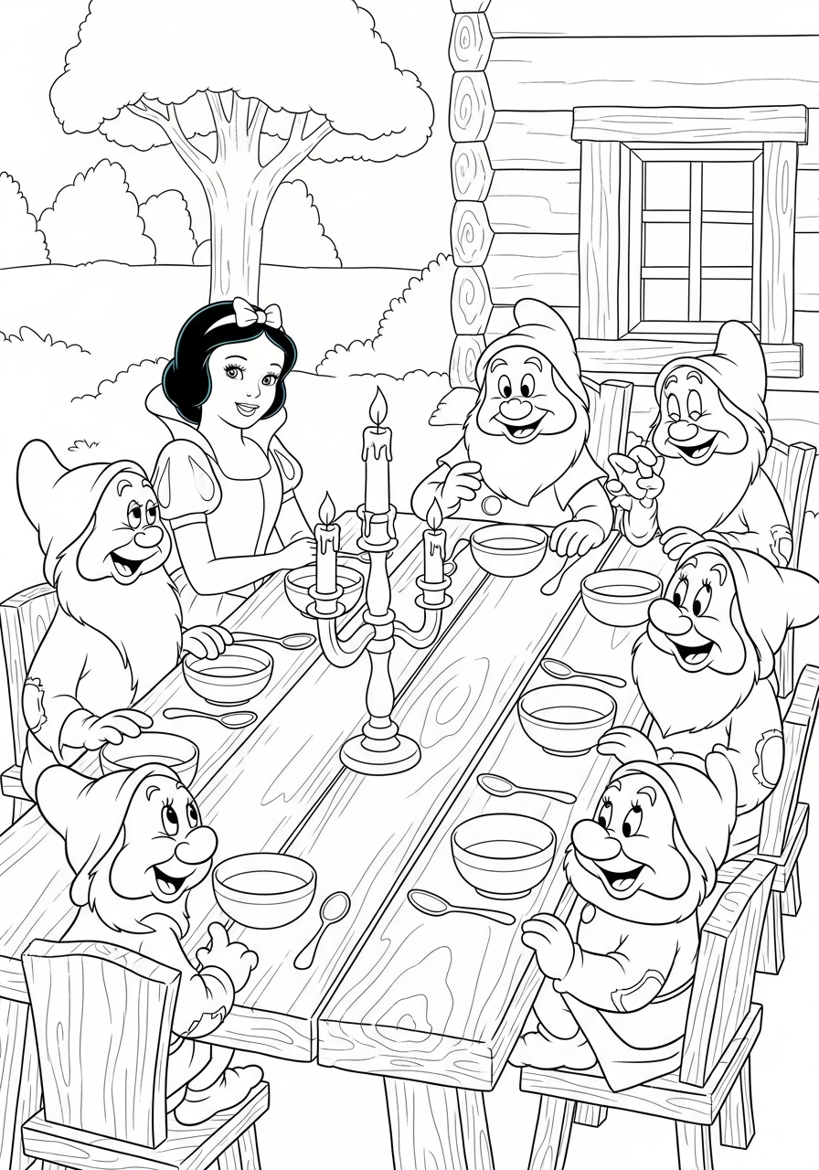 Snow White outline for coloring