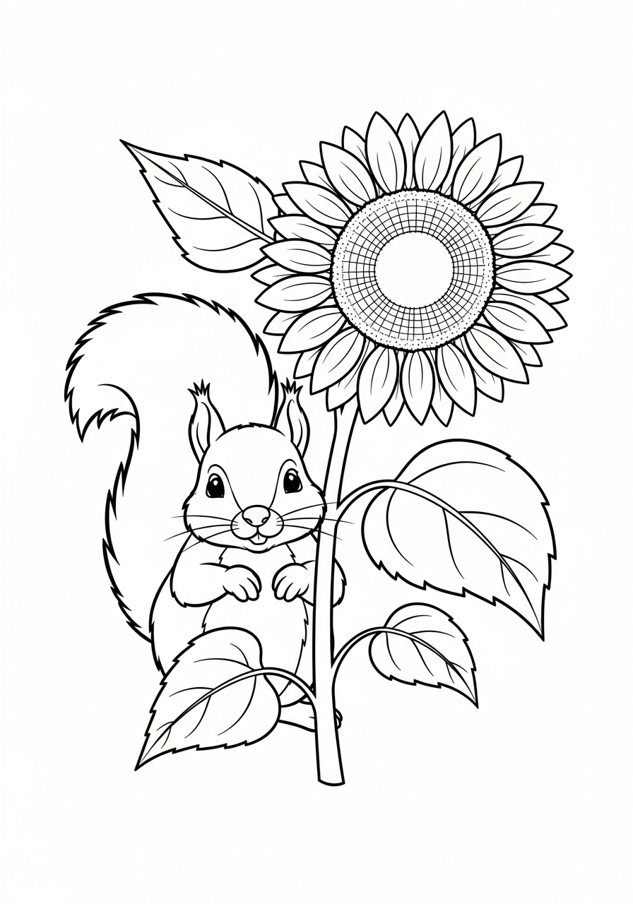 squirrel coloring page for kids