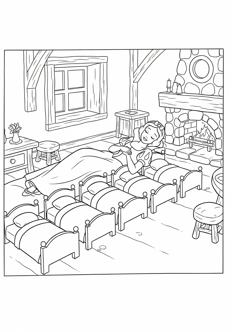 Snow White coloring page free printable 1