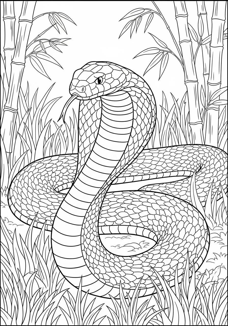 King Cobra coloring pages for adults 1