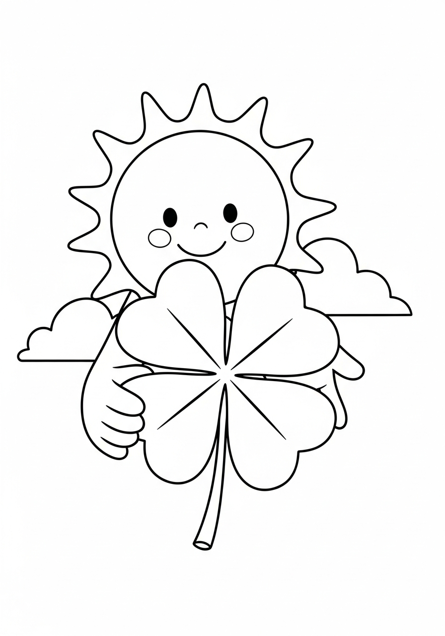 realistic 4 Leaf Clover coloring pages