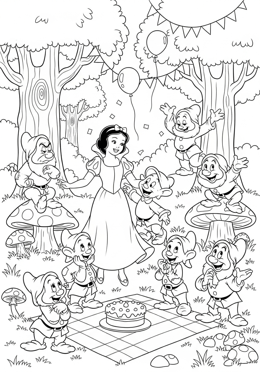 Snow White coloring pages printable free