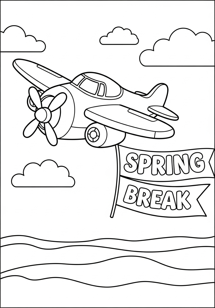 Spring Break coloring illustrations