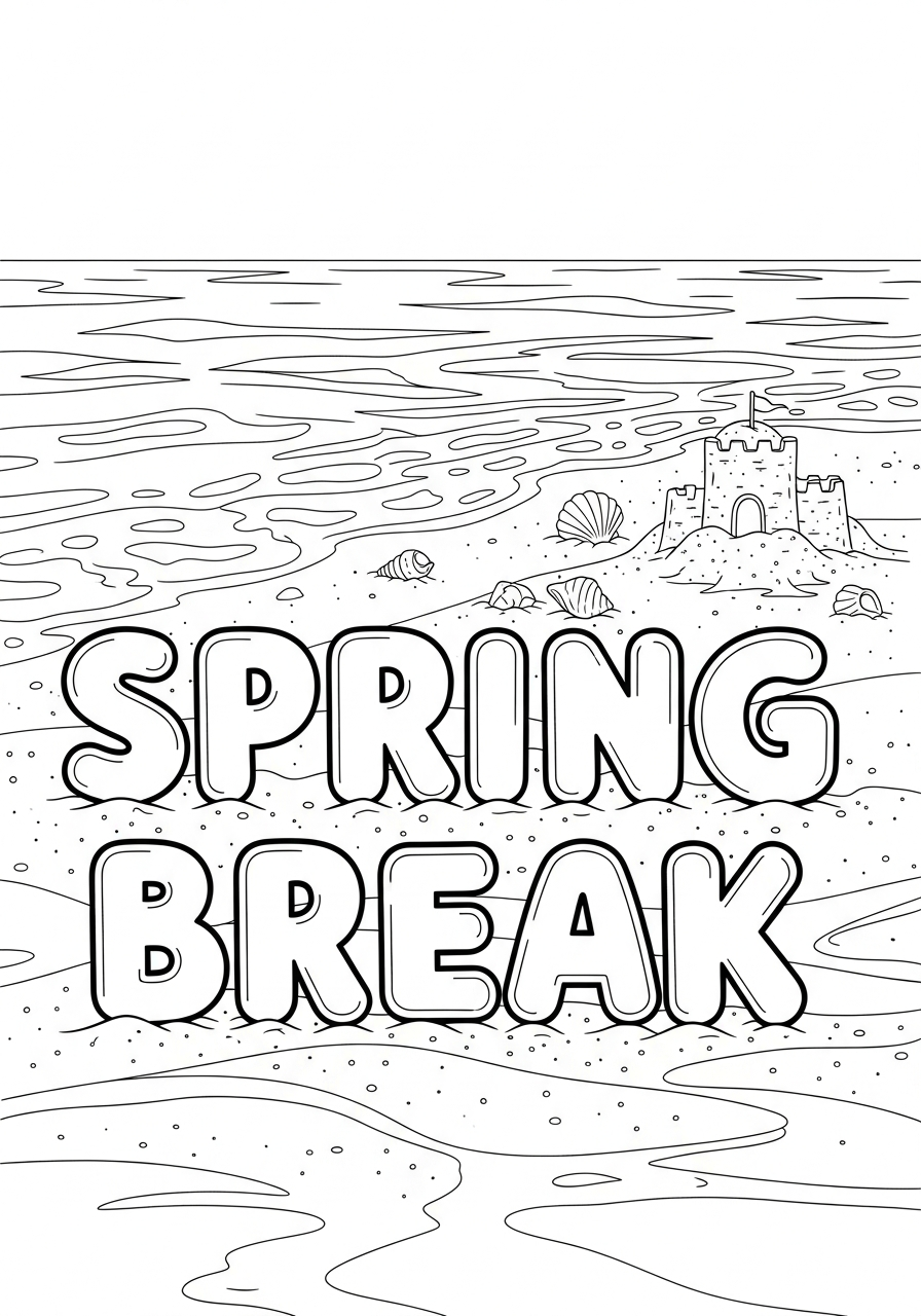 printable pdf Spring Break coloring pages