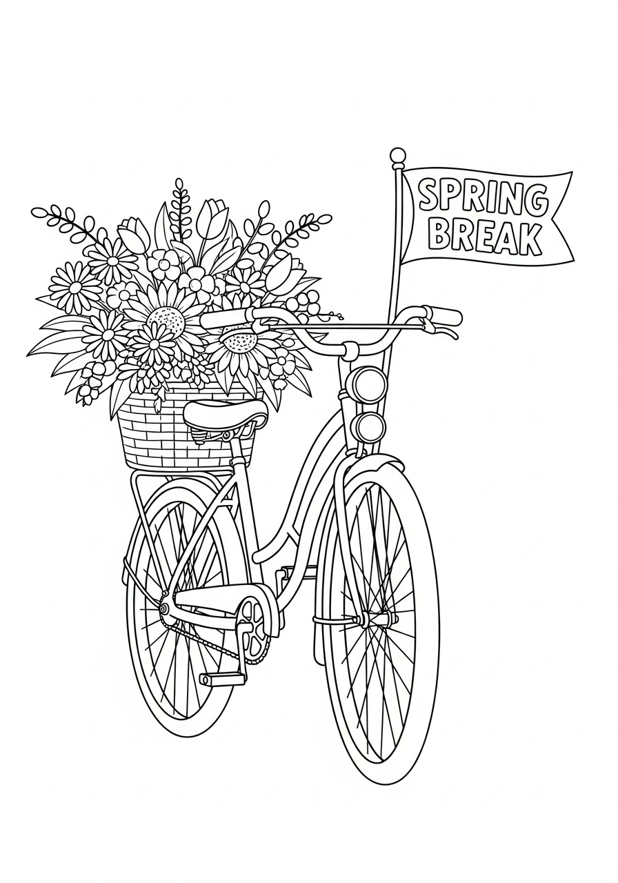 Spring Break coloring pages portrait