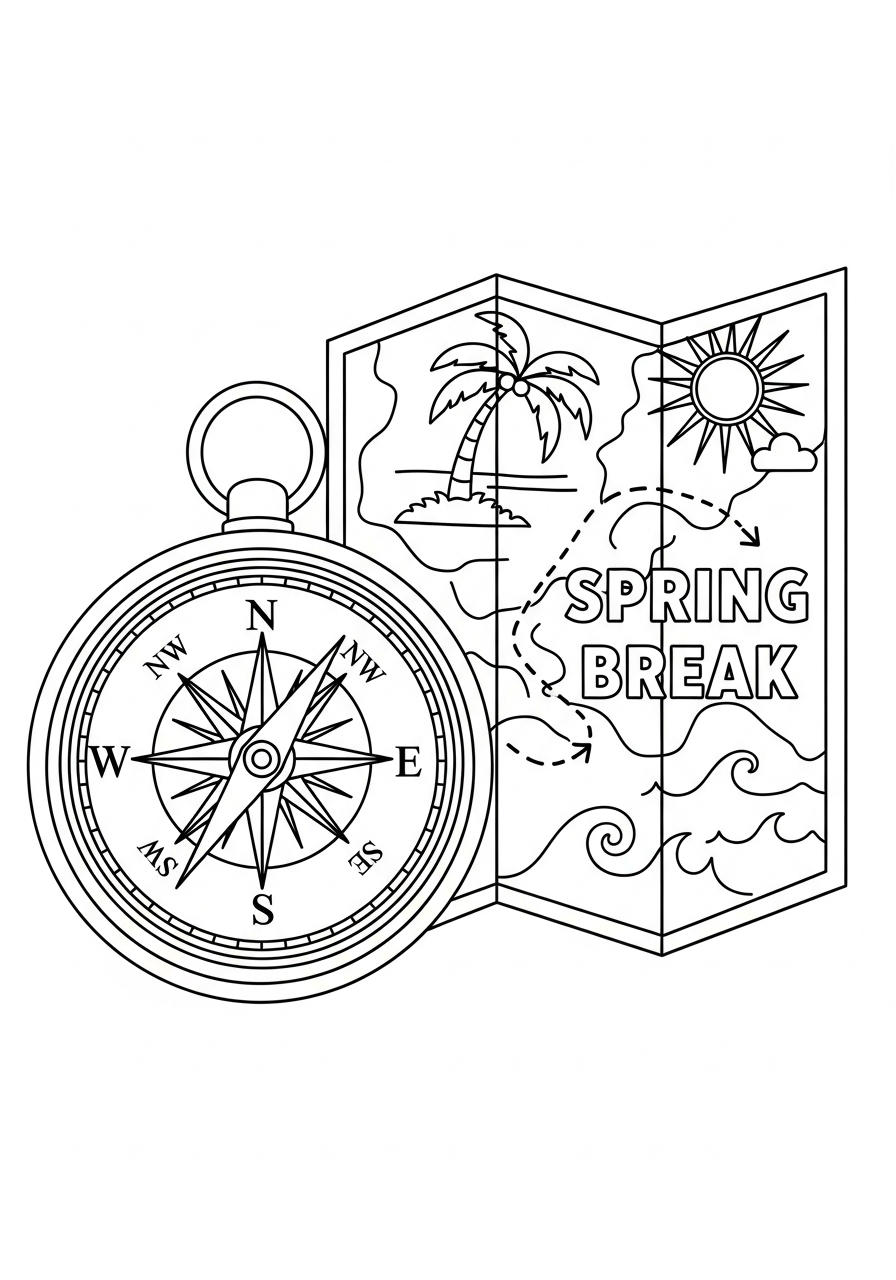 small Spring Break coloring pages