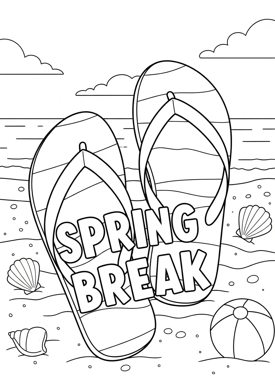 Spring Break coloring pages free print