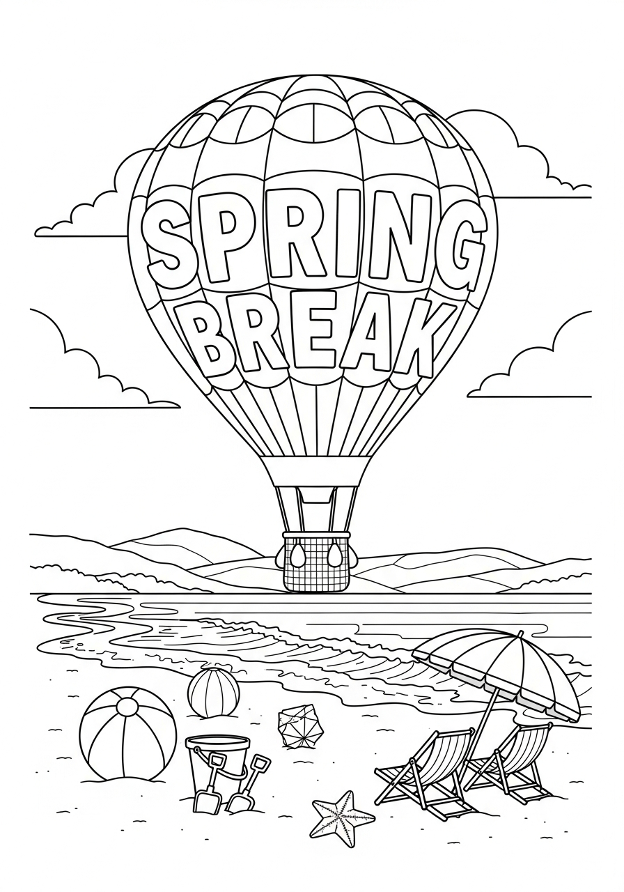 aesthetic Spring Break coloring pages