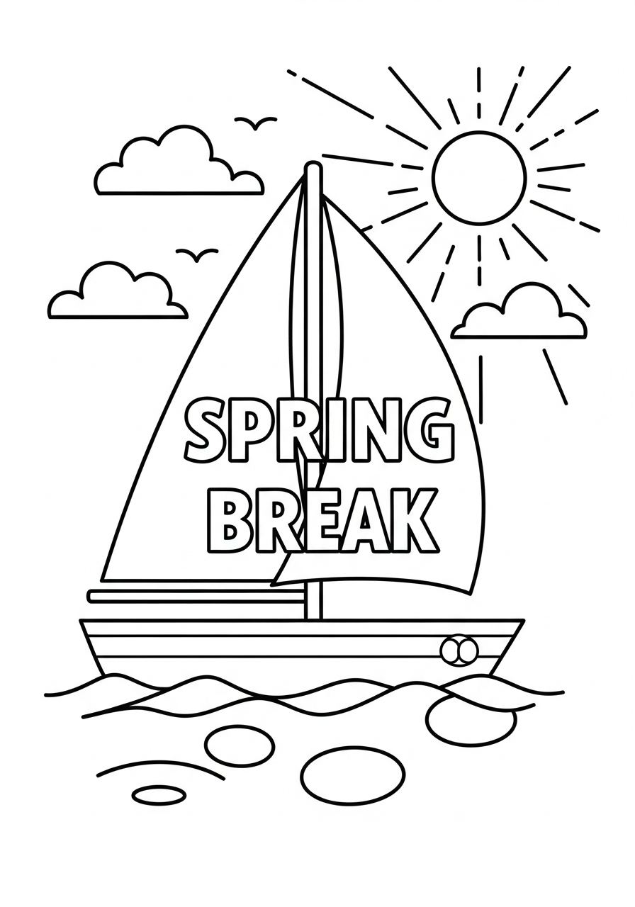 Spring Break colouring pages