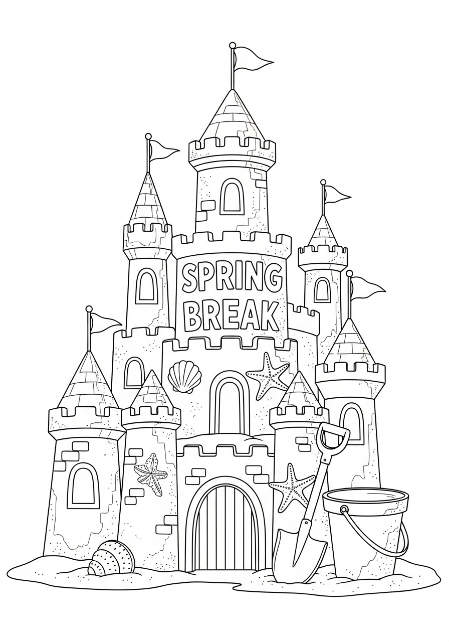 Spring Break coloring pages online 1