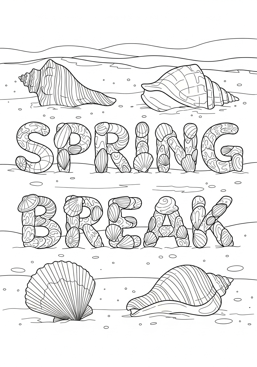 simple Spring Break coloring pages