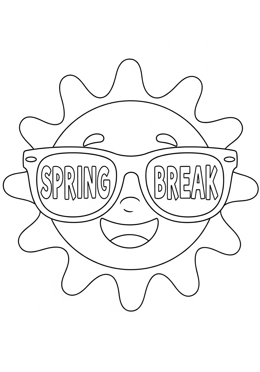 funny Spring Break coloring pages
