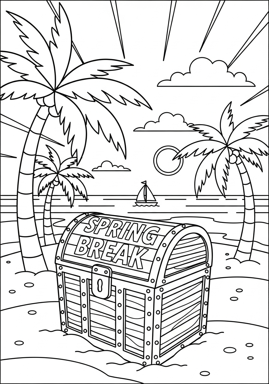 interactive Spring Break coloring pages