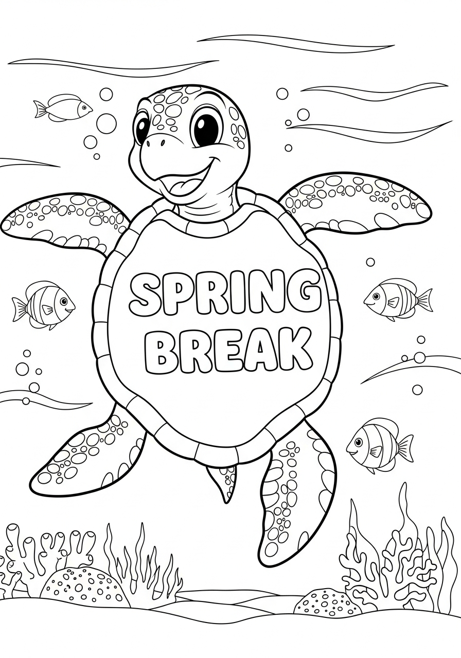 coloring page of Spring Break