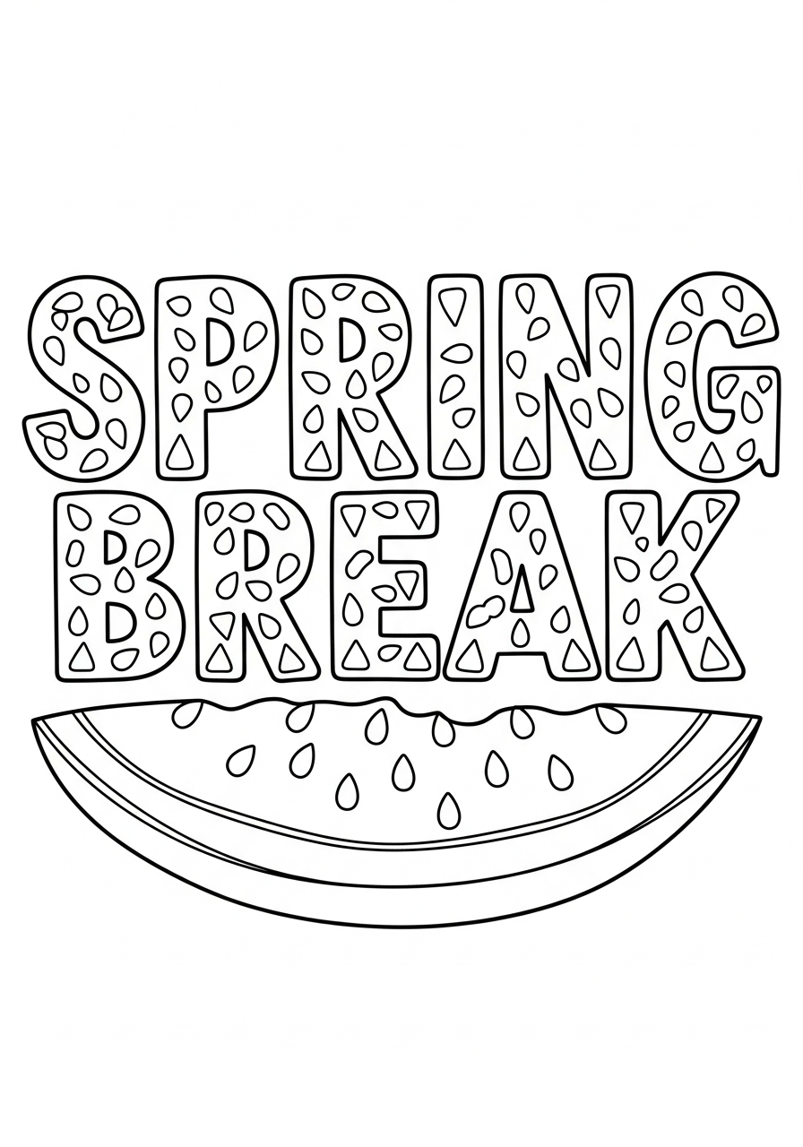 full size Spring Break coloring pages
