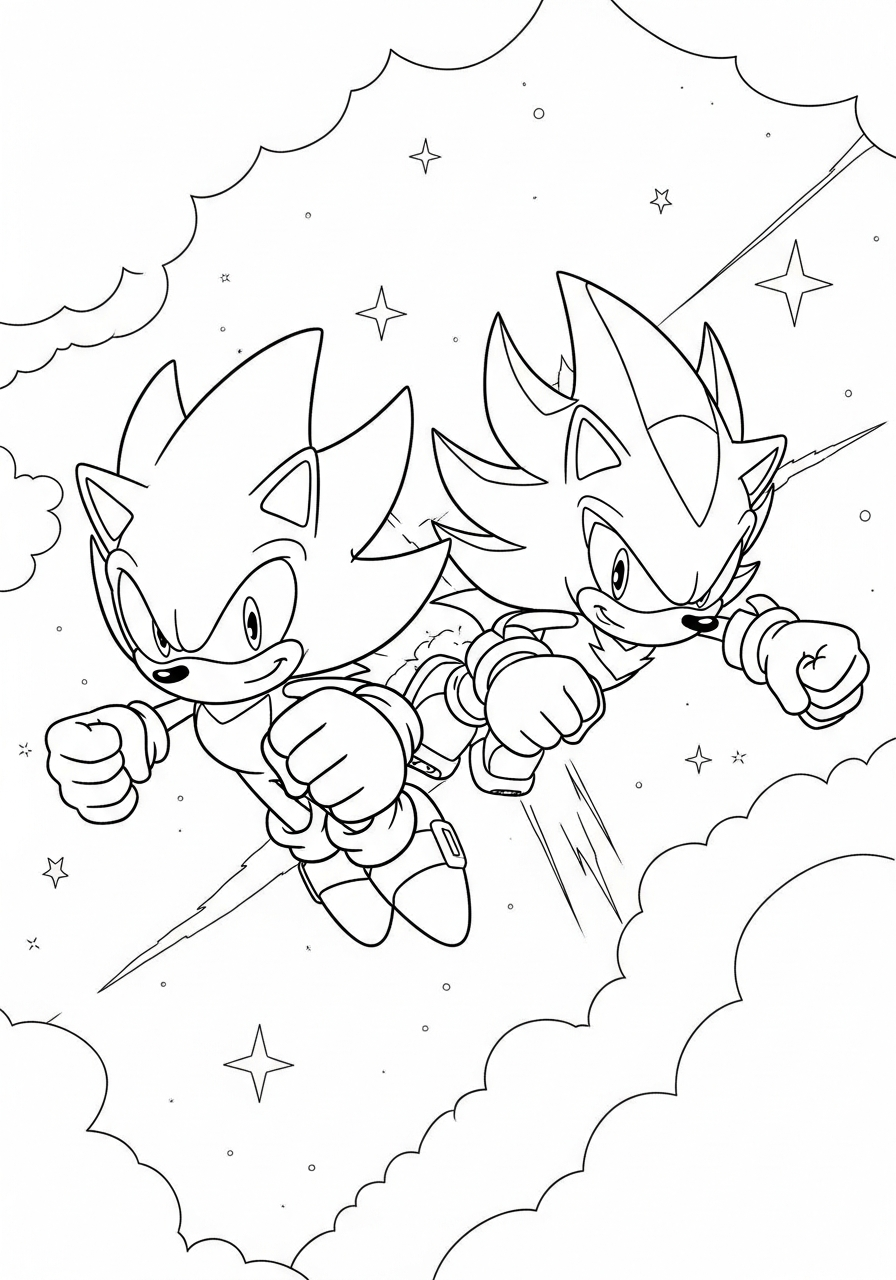 Super Sonic drawing for coloring