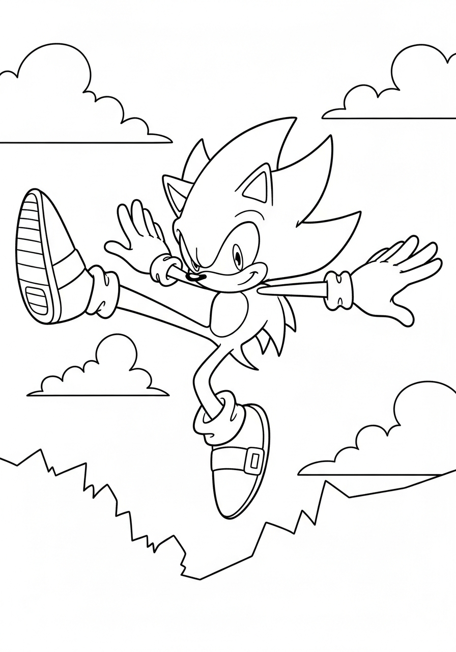 Super Sonic coloring page kids