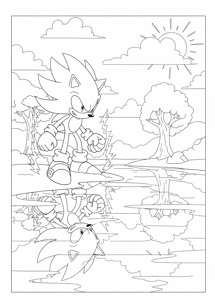 easy Super Sonic coloring pages for all ages