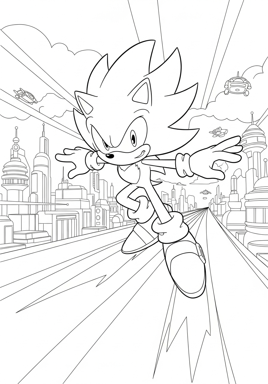 printable Super Sonic coloring pages for kids