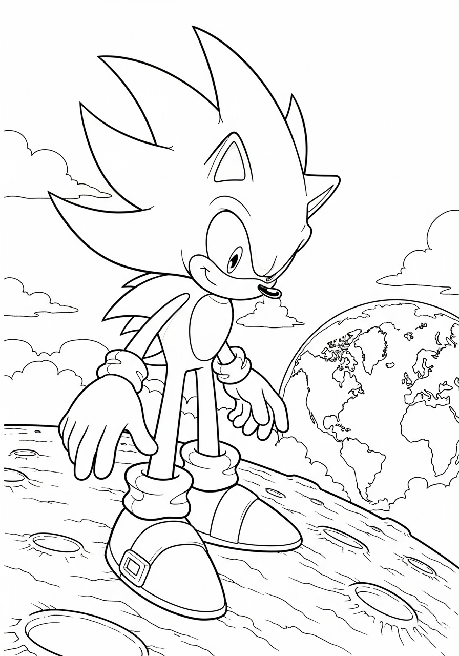 Super Sonic coloring page for kids