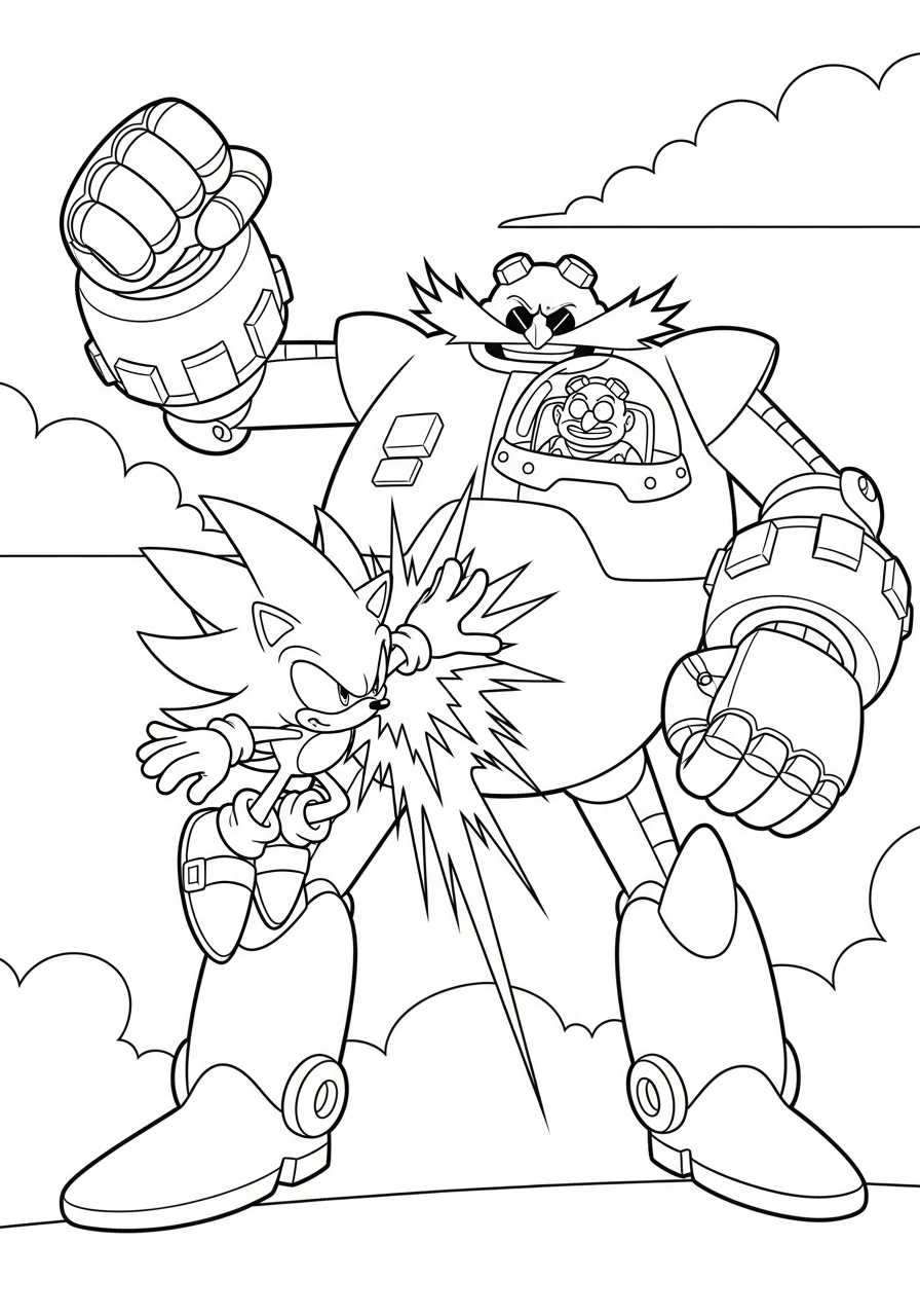 Super Sonic coloring pages printable free