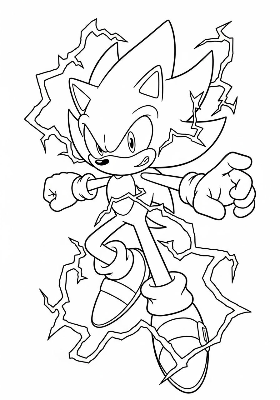 Super Sonic coloring pages printable pdf 1