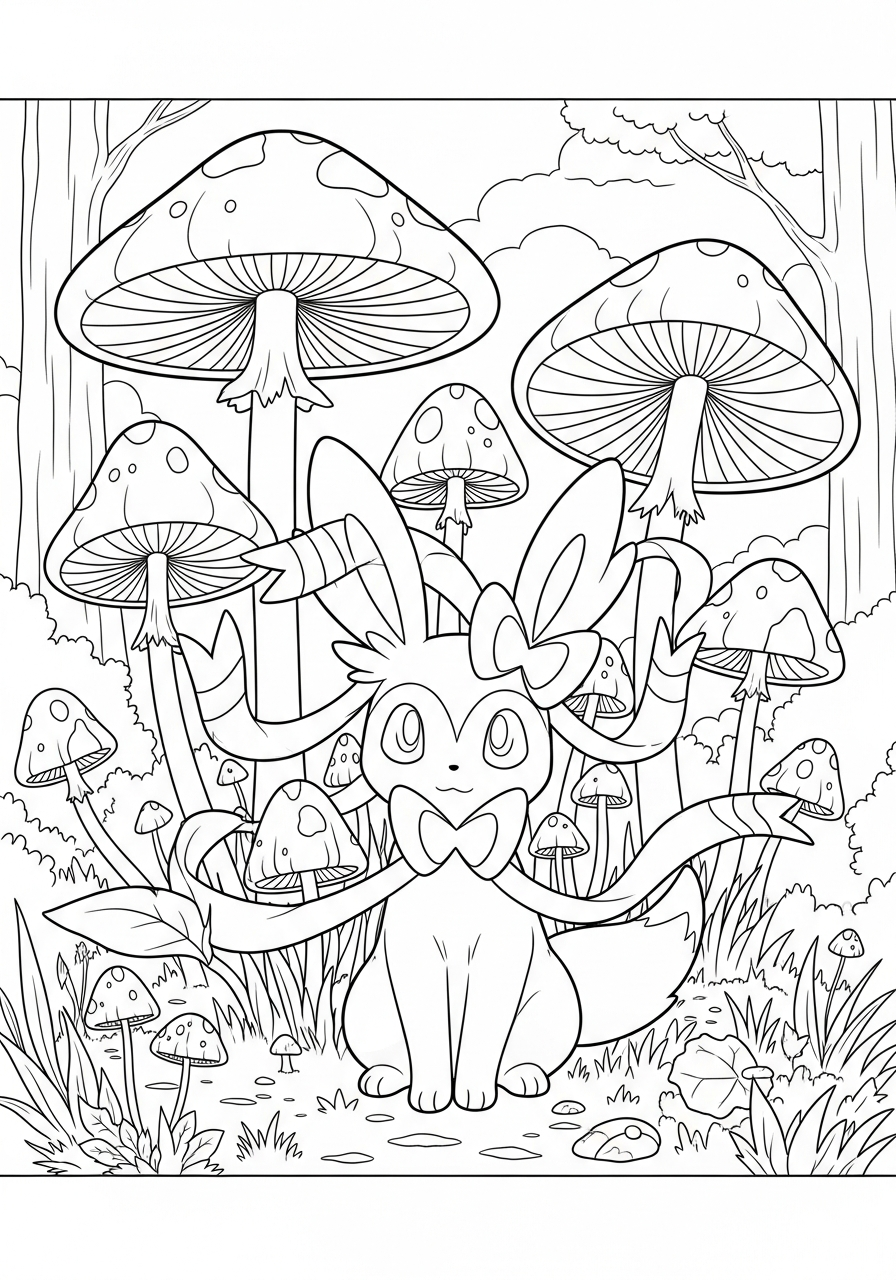 Sylveon coloring pages for preschoolers