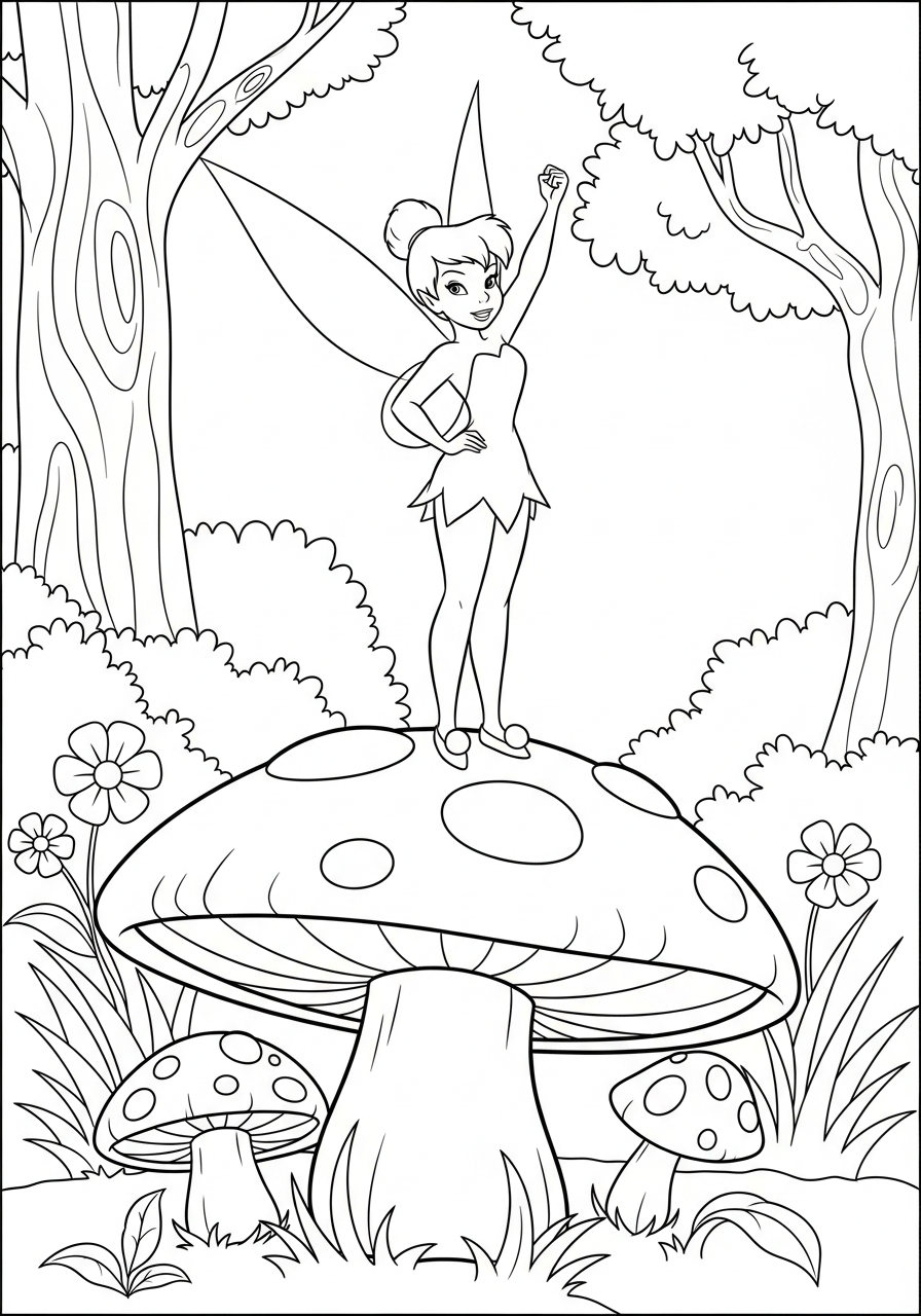 easy Tinkerbell coloring page