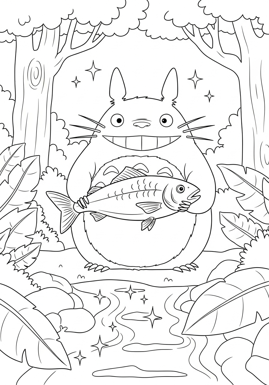 detailed Totoro coloring pages 1