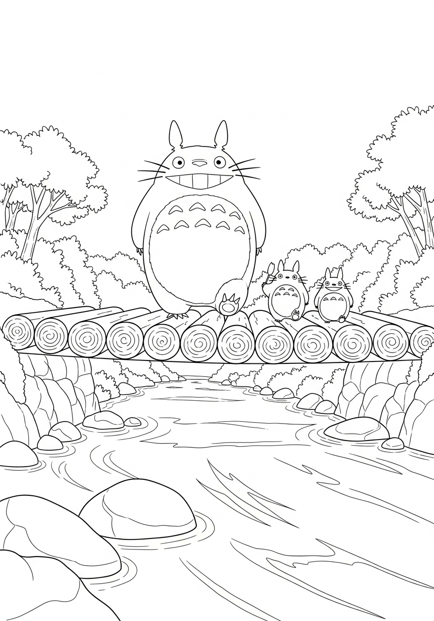 detailed Totoro coloring pages 2