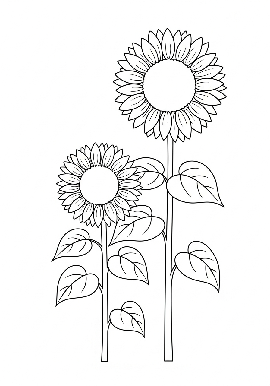 sunflower coloring page kids