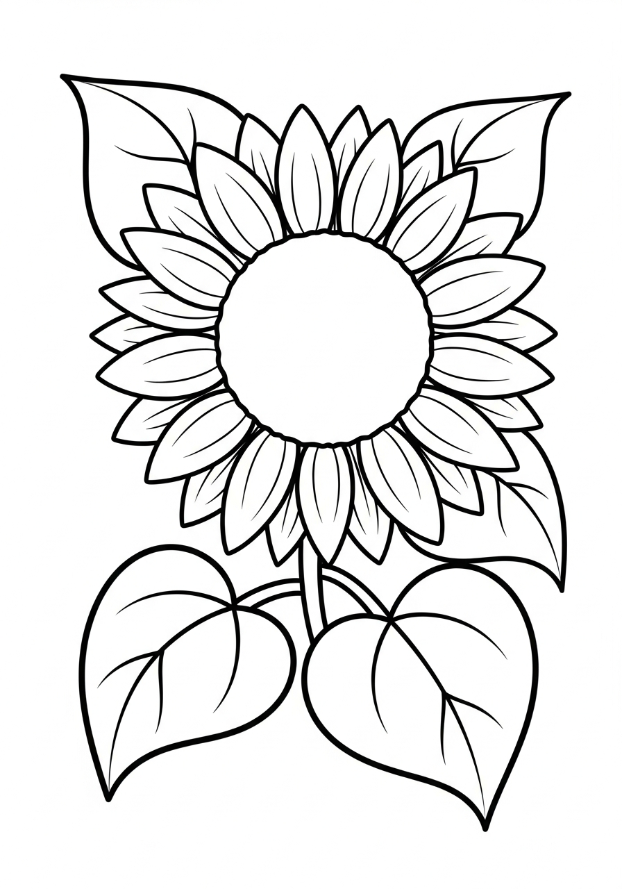 sunflower coloring page free printable 1