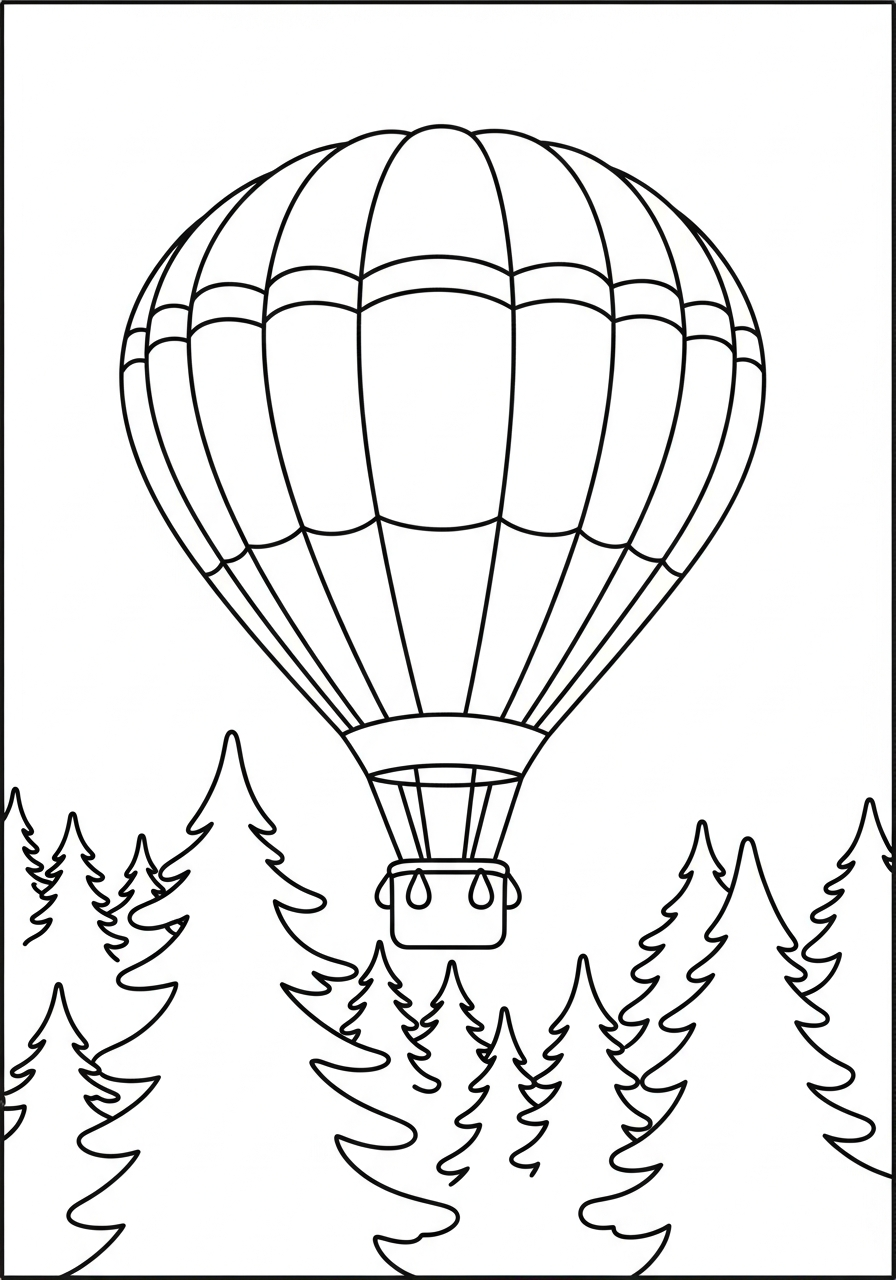 printable Hot Air Balloon coloring pages for kids